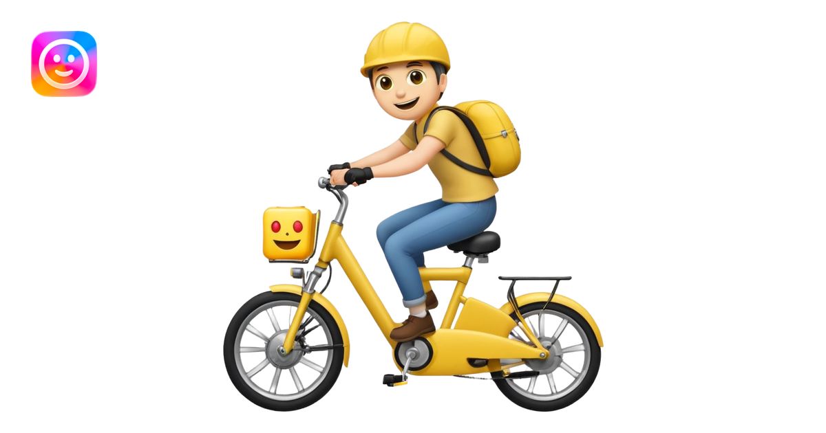 An Emoji riding on a e-bike wheeling emoji | AI Emoji Generator