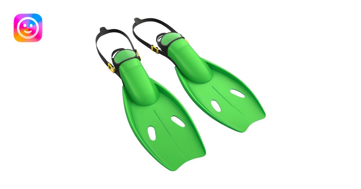 diving fins and snorkel mask, green, simple apple emoji style emoji ...