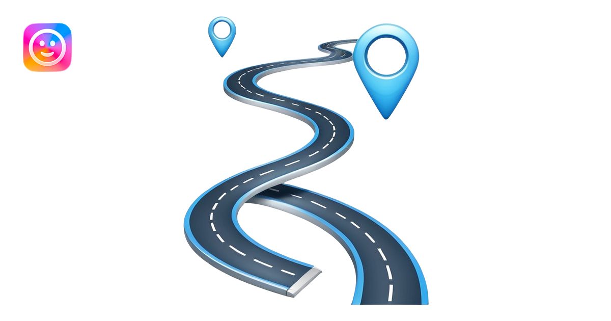 Clean roadmap icon emoji with curved path and milestones, modern ...