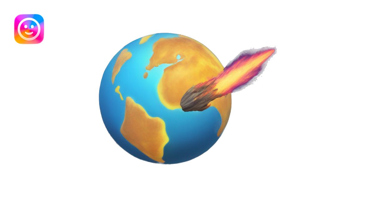 Earth as a comet flaming streak emoji | AI Emoji Generator
