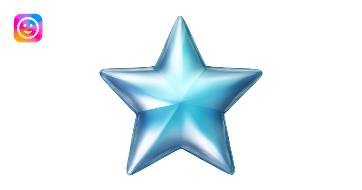 glass chrome four-point star diamond texture round edge emoji | AI ...