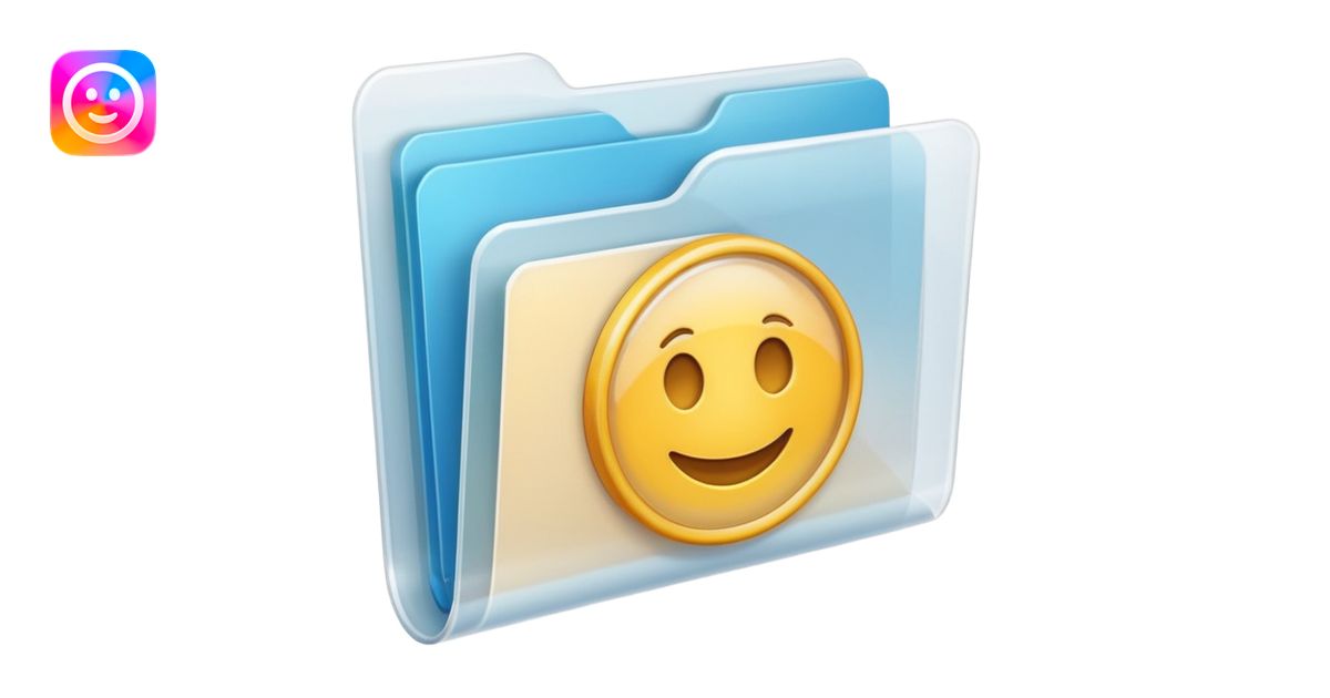 A **simple emoji-style icon** of a **transparent white plastic folder ...
