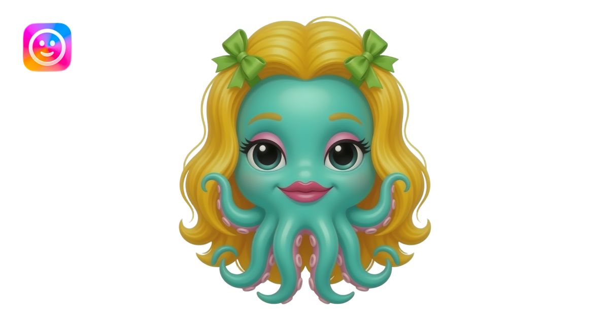 A seafoam Green squid she has very long yellow/ginger hair with lime ...