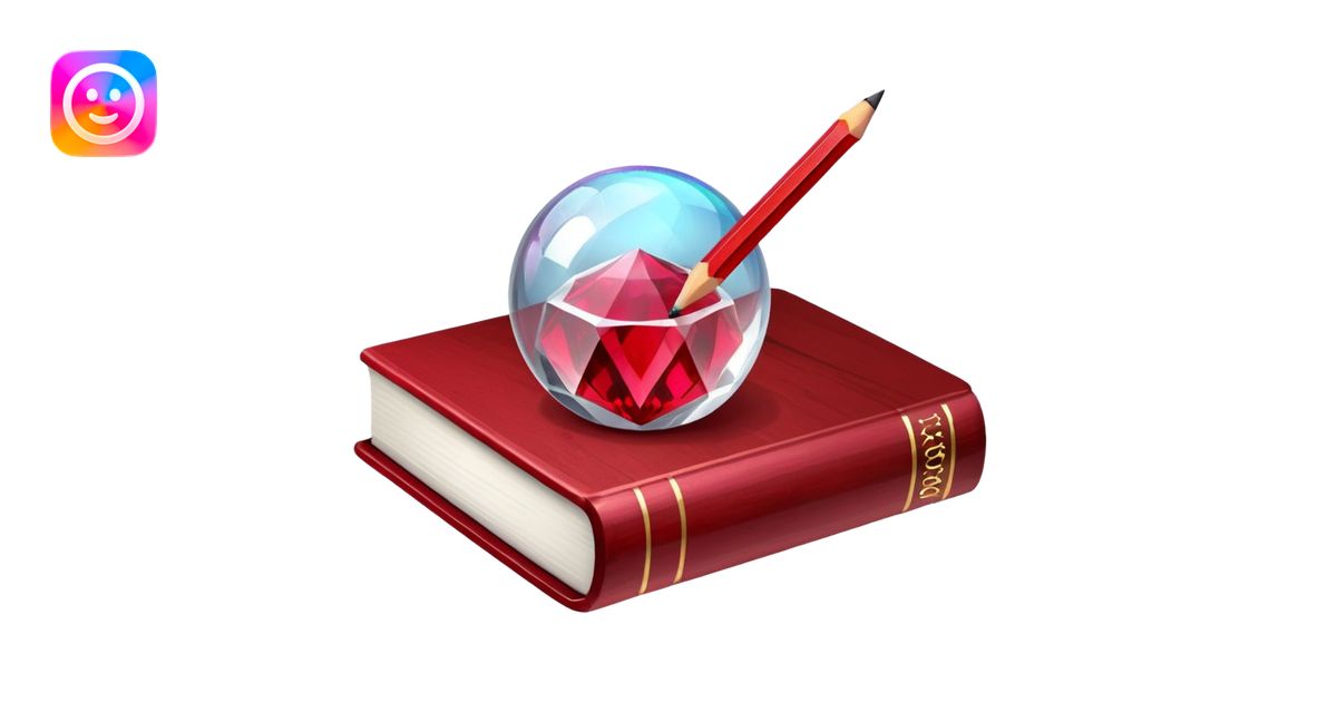 ice cube, book, pencil, match, bubble and ruby emoji | AI Emoji Generator