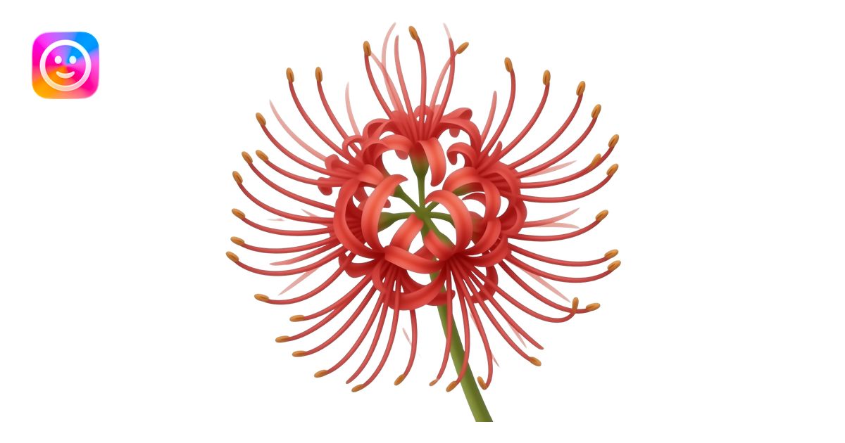 Create a red spider Lily emoji similar to the chosen image above but it ...