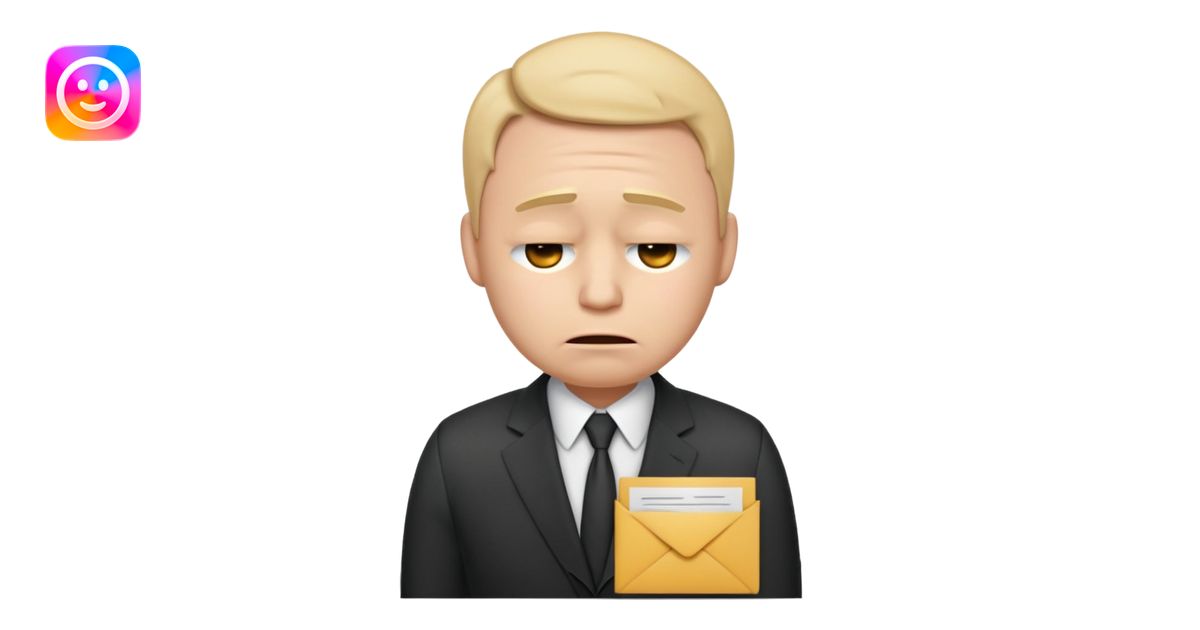 unisex emoji character wearing a suit. face has a very sad crying ...