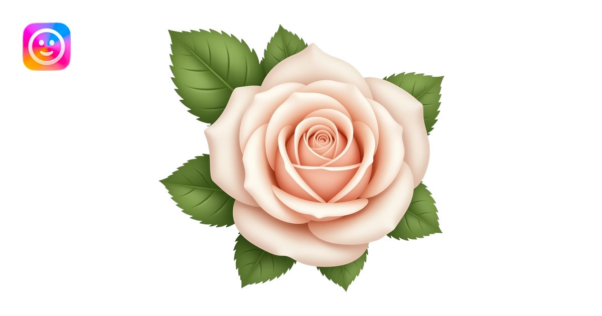 make me a realistic very lighter baby rose emoji with green leaves ...