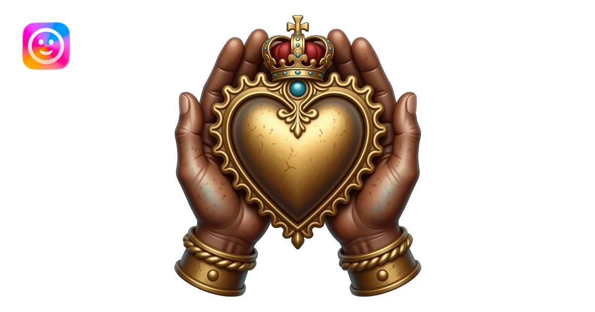 Two elegant, rusty women's hands hold a bronze, excessively ornate ...