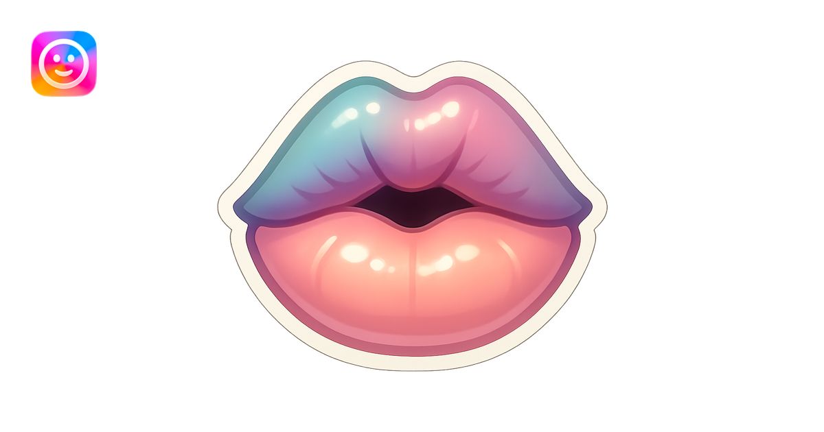 Lips with a half-open mouth kissing the screen, facing straight forward ...