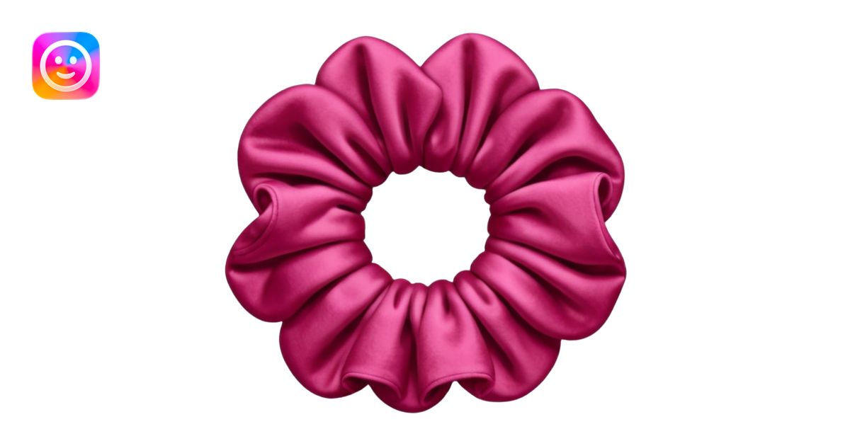 emoji of an isolated velvet scrunchie in a rich pink-red color, plush ...