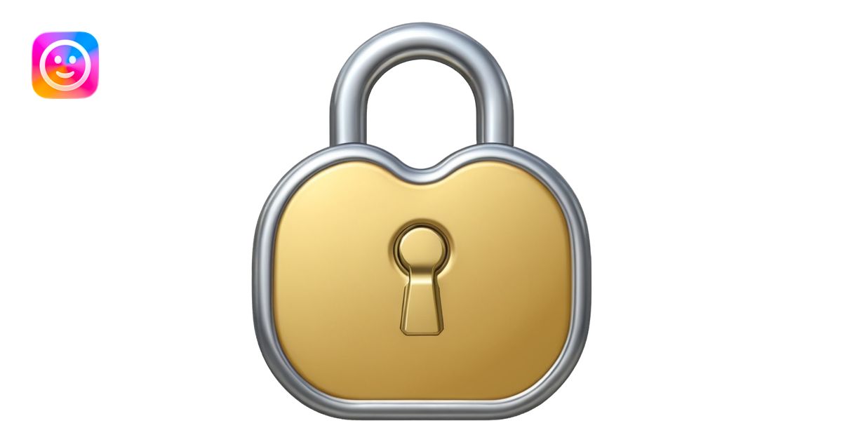 Chrome silver lock emoji, iOS emoji style, smooth metallic surface ...