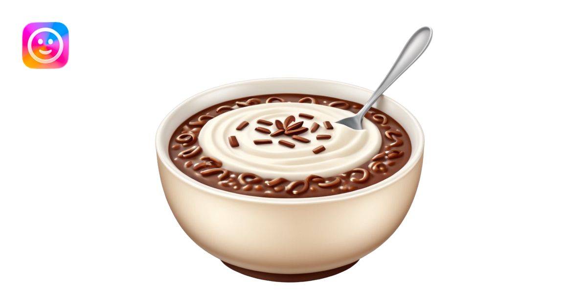 realistic emoji of champorado, chocolate rice porridge in a bowl ...