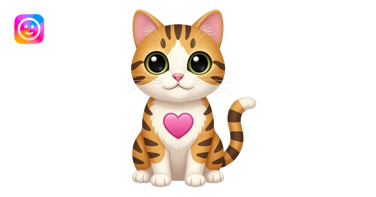 🐈 With 3 Eyes With 💗 Sticker On Belly But Colored Pink emoji | AI Emoji ...