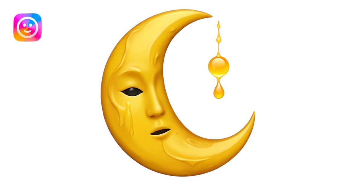 Melting waning crescent moon without any face and should in yellow ...