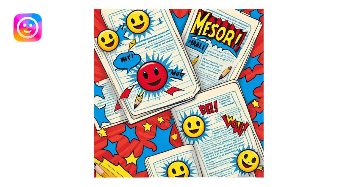 Create a vibrant emoji, representing comic books and graphic novels as ...