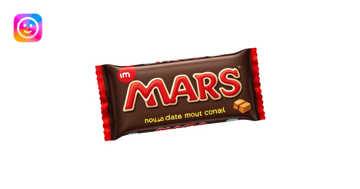 Draw a Mars bar in its classic black wrapper with bold red logo. emoji ...