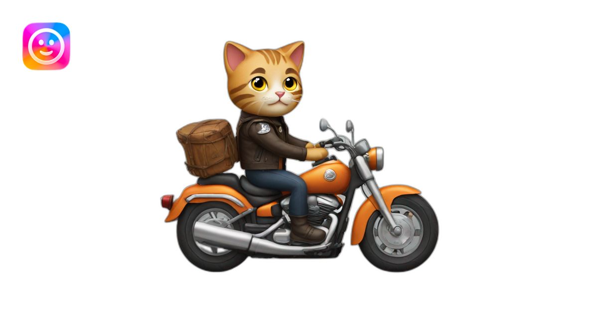 Cat riding a motorcycle emoji | AI Emoji Generator