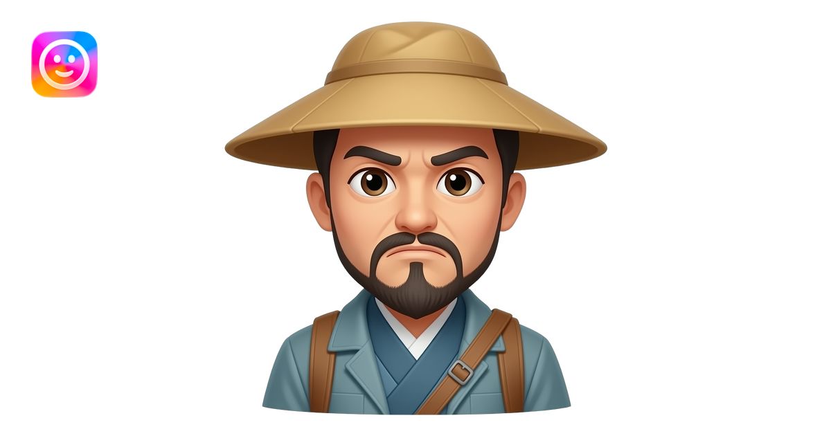 Frowning ancient chinese traveler man, apple style emoji emoji | AI ...