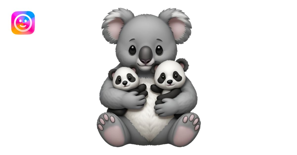Big koala holding hand with small panda emoji | AI Emoji Generator