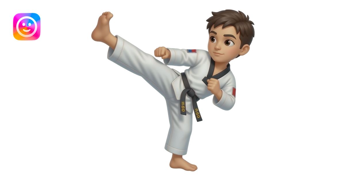 Taekwondo fighter doing 560 kick emoji | AI Emoji Generator
