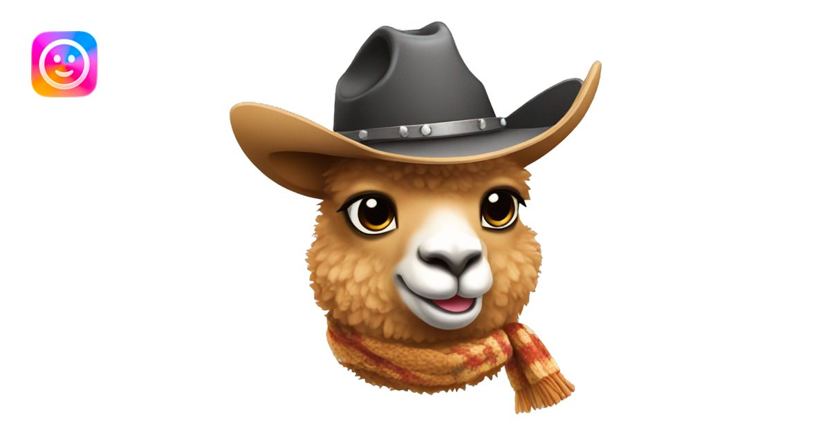 alpaca with cowboy hat with sheriff star and a scarf emoji | AI Emoji ...