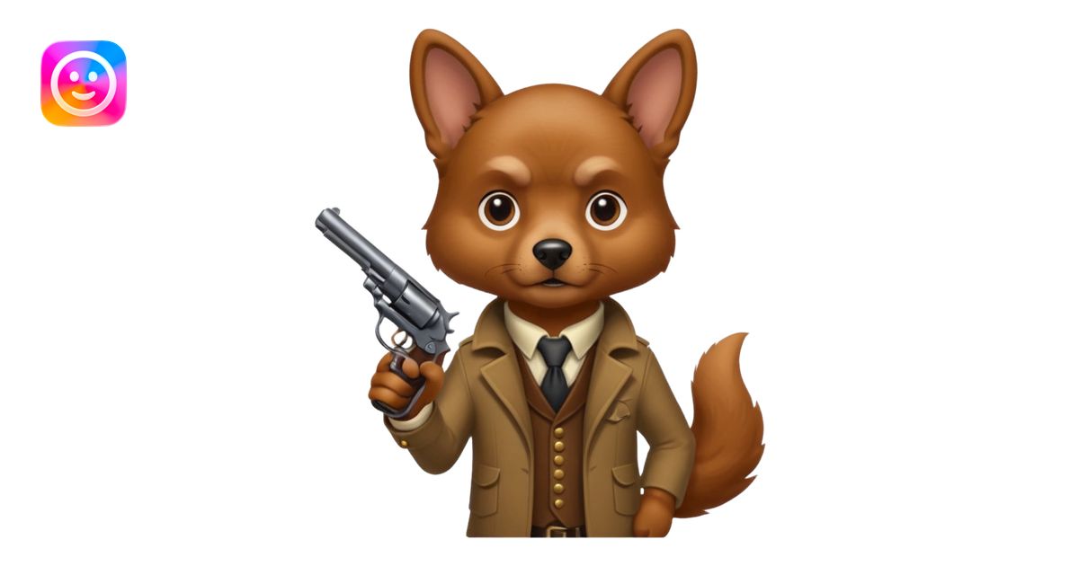 Chien qui tient un revolver emoji | AI Emoji Generator