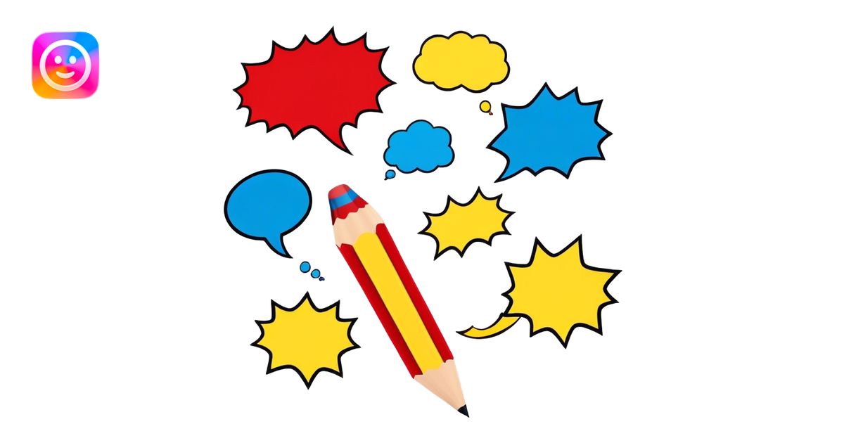 Create a vibrant and dynamic emoji representing comic books and graphic ...