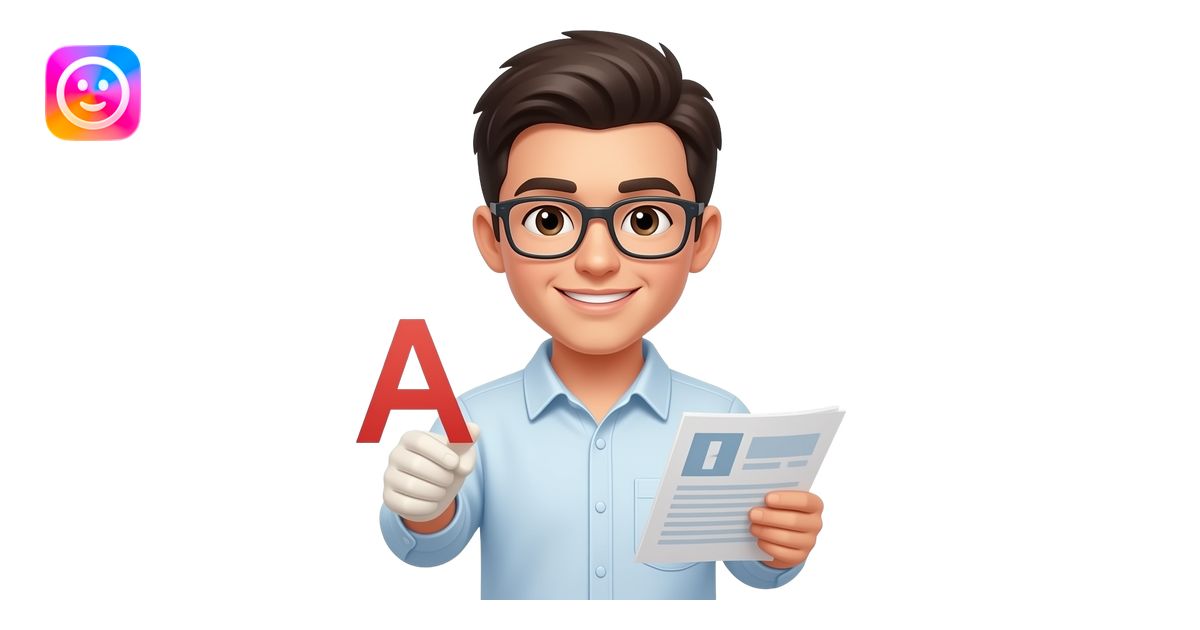 20 year college student getting A on the report emoji | AI Emoji Generator