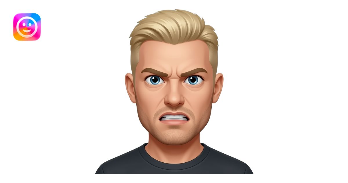 blonde scary buzzcut man emoji | AI Emoji Generator