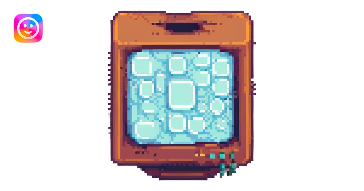 retro CRT computer monitor spewing pixelated blocks, pixel art style ...