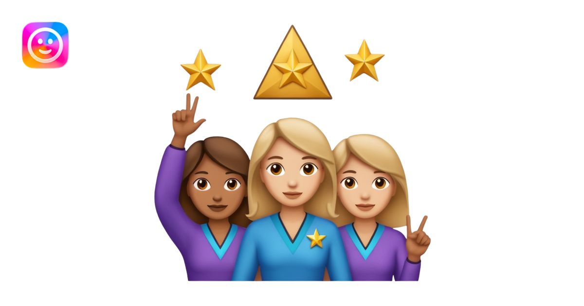 bronze women holding up 3 stars in a triangle emoji | AI Emoji Generator