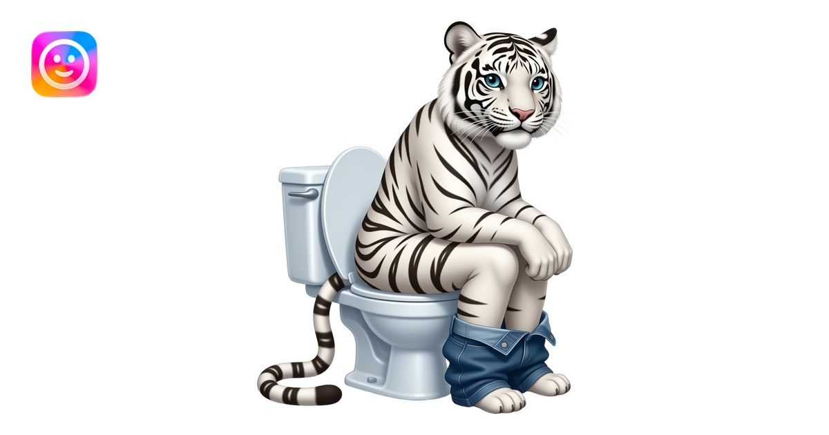Female white tiger furry person woman sitting on toilet down pants to ...