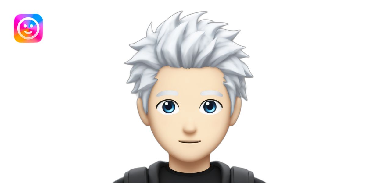 gojo satoru from jujutsu kaisen with white hair, blue eyes, who wear a ...