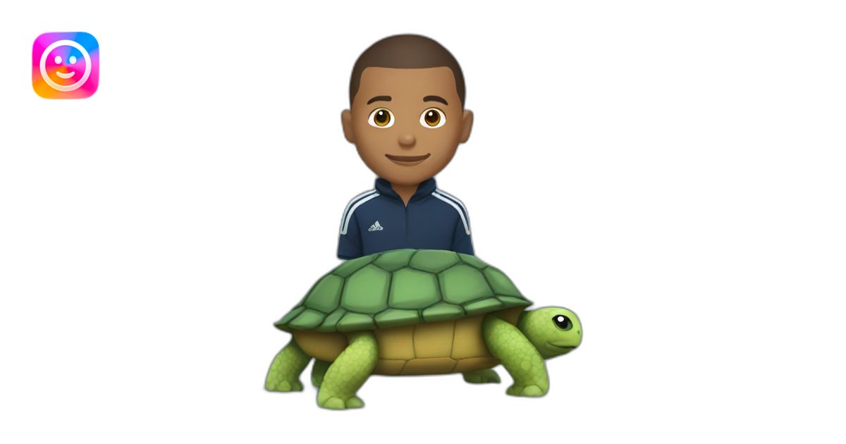 Kylian Mbappe as a turtle emoji | AI Emoji Generator