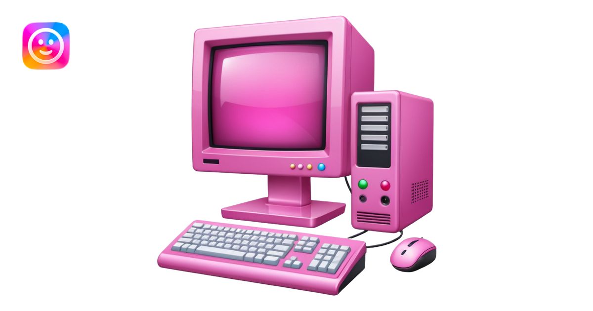 shiny pink transparent sparkly 90s computer with CRT monitor, keyboard ...