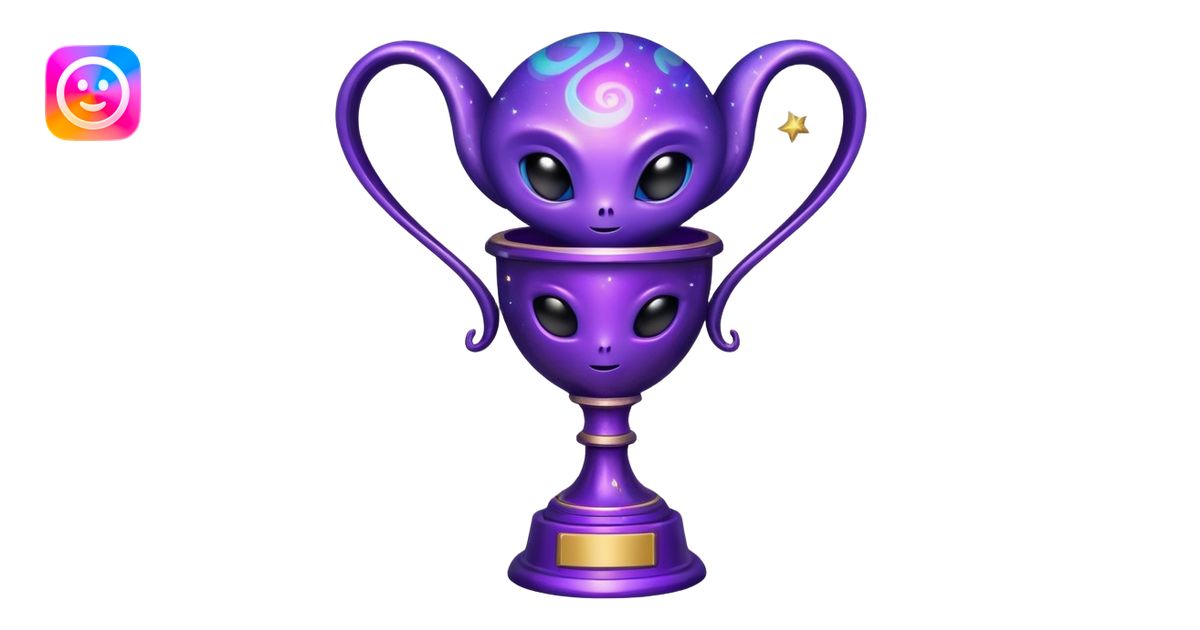 An alien trophy with cosmic colors, deep purples and blues, galaxy ...