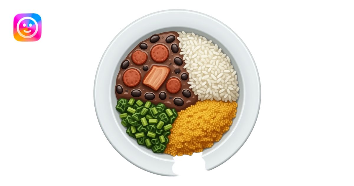 iOS emoji, Brazilian feijoada: black bean stew with pork and chopped ...