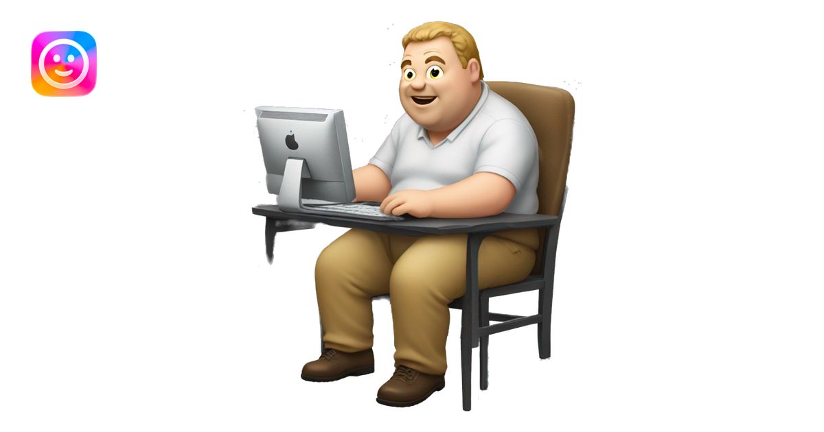 a really fat guy on his pc emoji | AI Emoji Generator