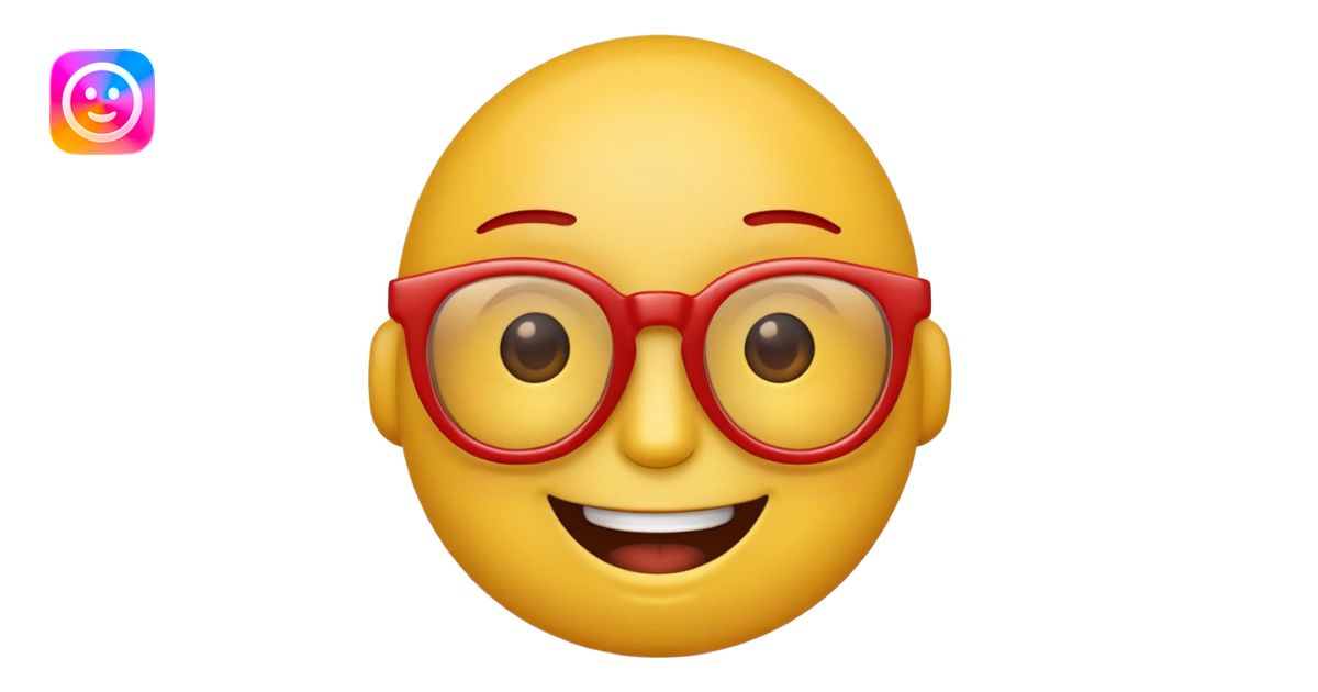 A simple smiling emoji with red frame glasses emoji | AI Emoji Generator