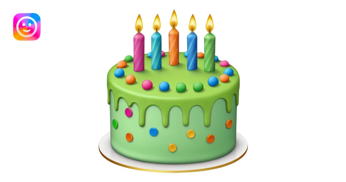 birthday cake with green frosting and confetti emoji | AI Emoji Generator