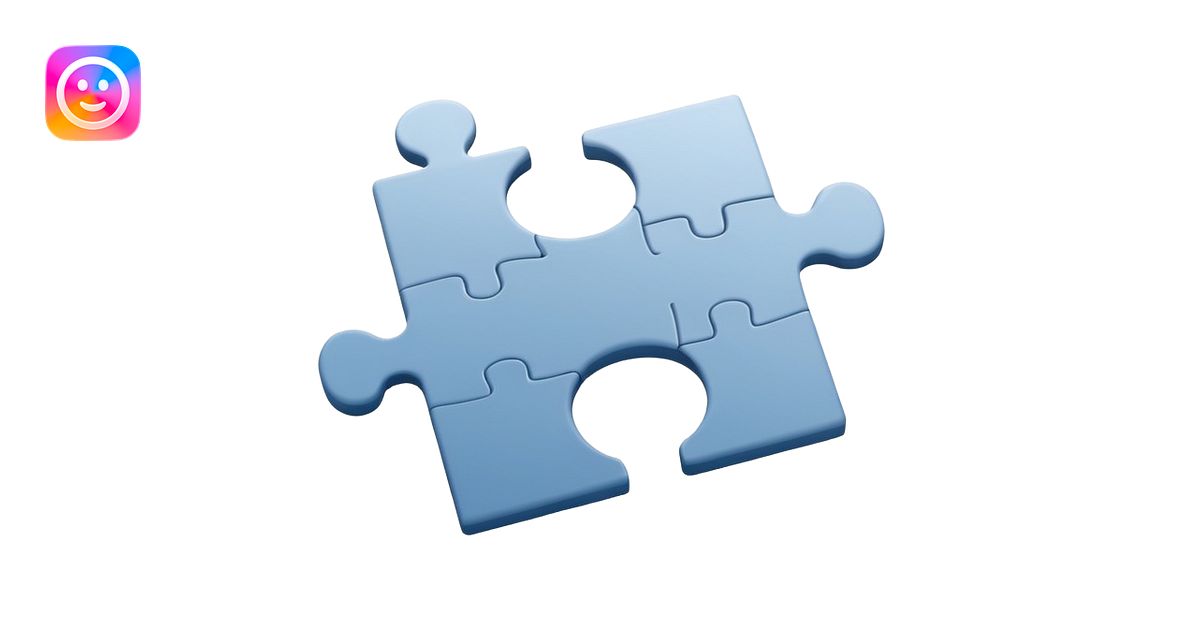Minimal flat-style puzzle piece emoji in blue and grey, professional ...