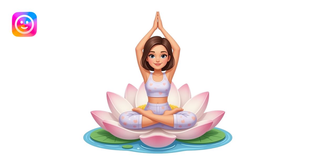 a lady doing yoga with the water lilly emoji | AI Emoji Generator