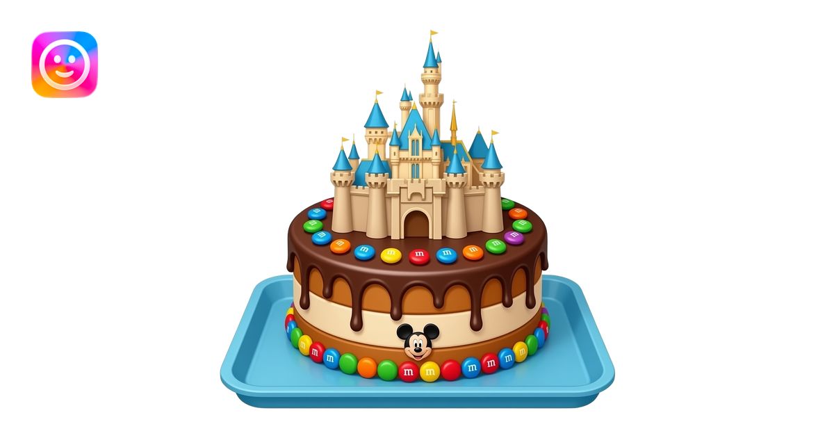 3d modeling Disneyland castle shaped chocolate icing on a cake with ...