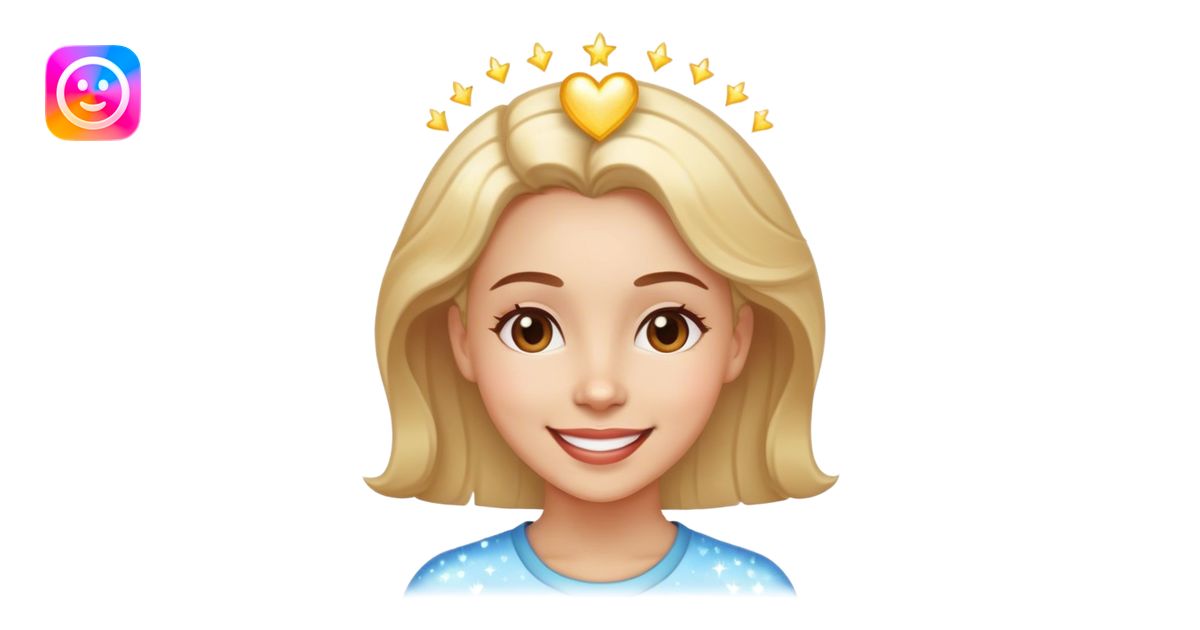 A smiling woman with a sparkle or heart above her head, symbolizing ...