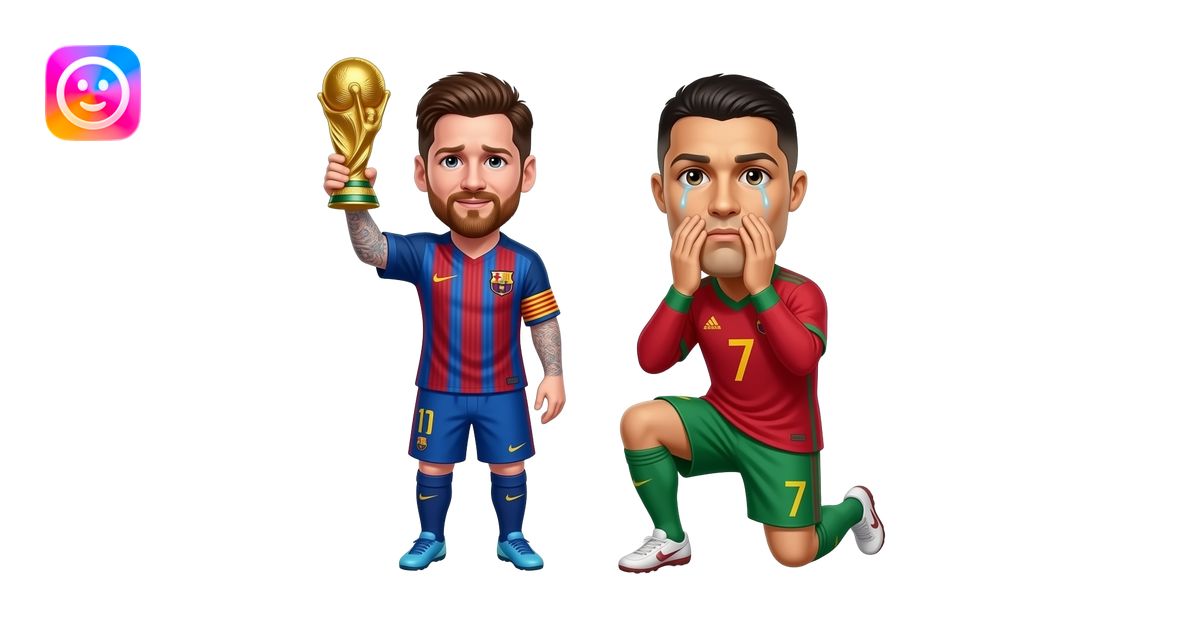 Messi alzando la copa del mundo y cristiano Ronaldo llorando ...