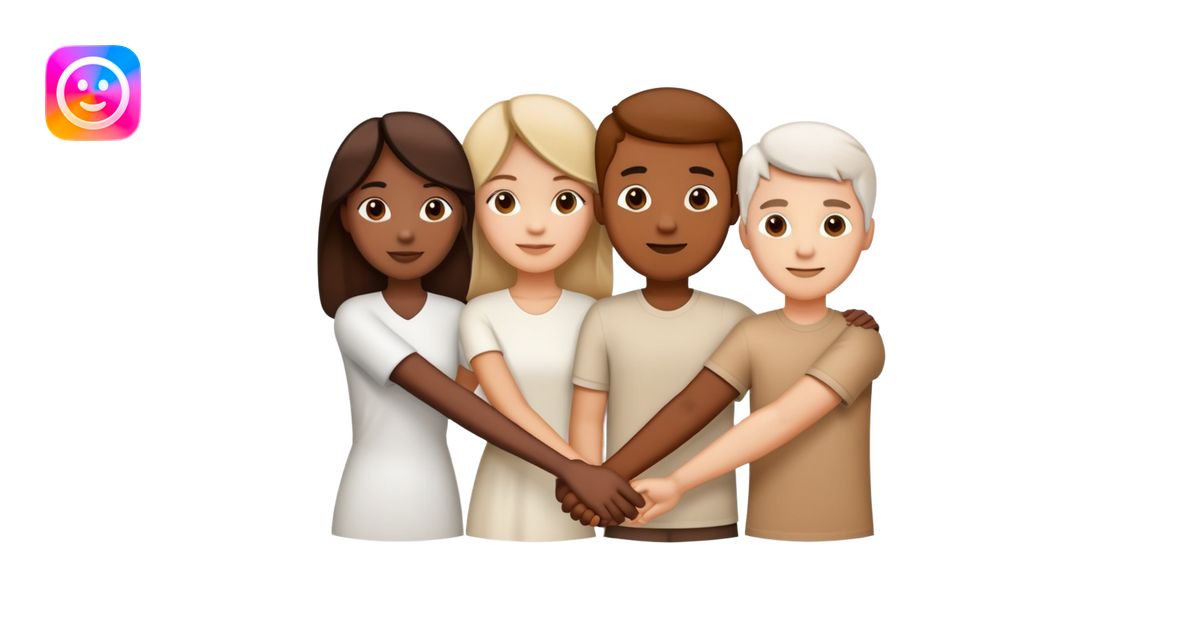 Three diverse people of different races holding hands in unity and ...