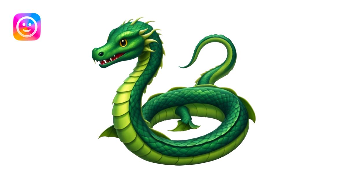 Sea Serpent – Long green snake-like monster rising from water emoji ...