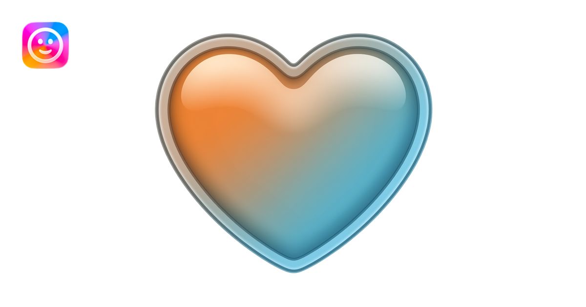 a 4k hd orange to blue diagonal gradient in a glass heart emoji | AI ...