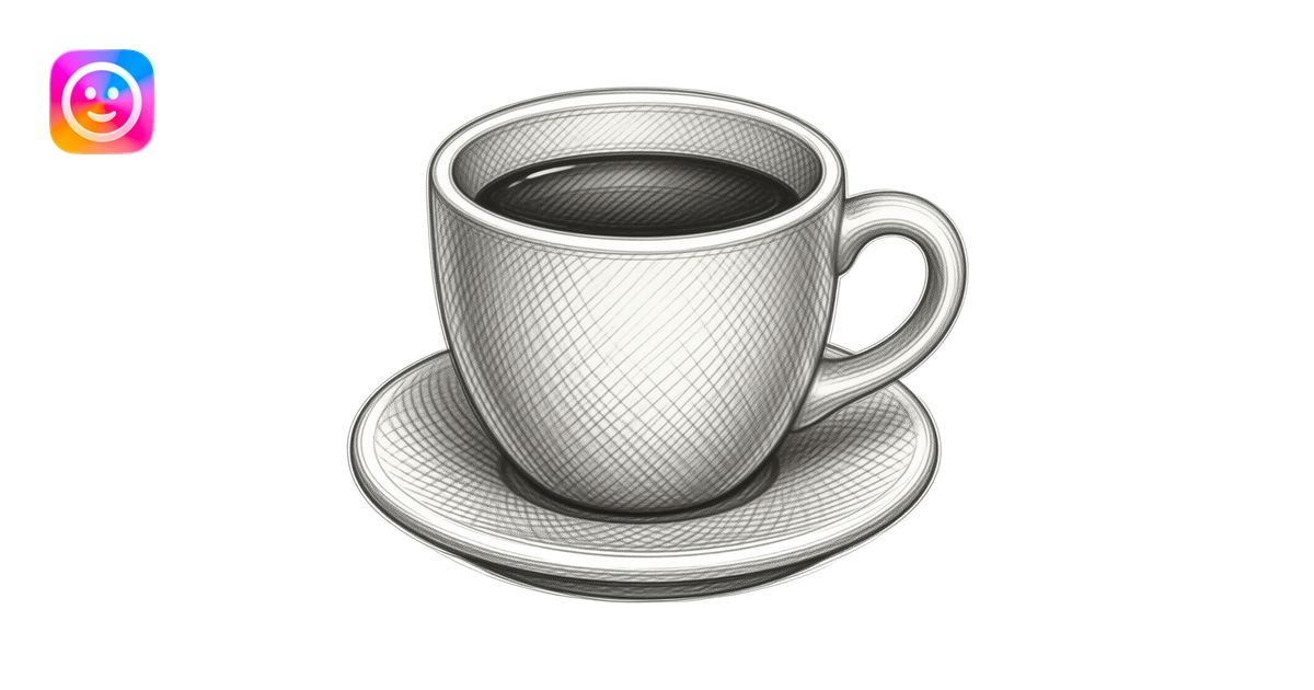 Mixed media: coffee cup, visible graphite underdrawing with hatching ...