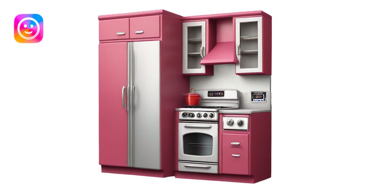 Isolated full length Realistic raspberry vintage retro kitchen range ...